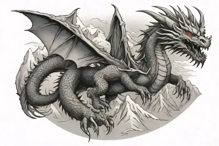Dragon On Snow Capped Mountains