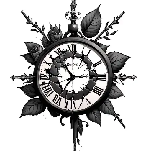 Rose Cross And Broken Clock Face