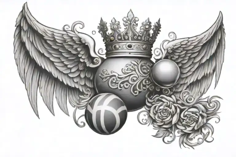 Wings With Ball And Crown