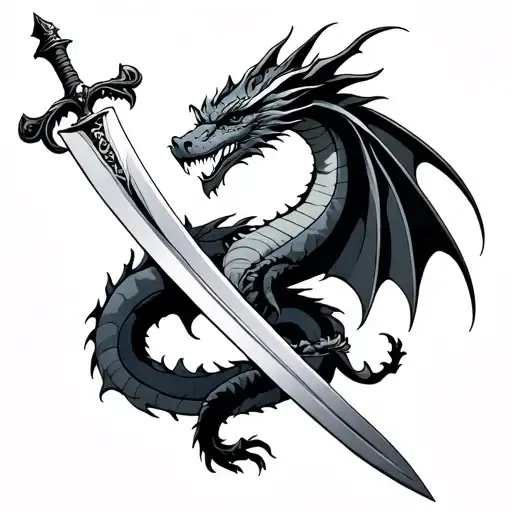 Dragon Wrapped Around Sword