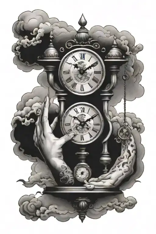 Hourgalss Clouds Clock Hand Holding