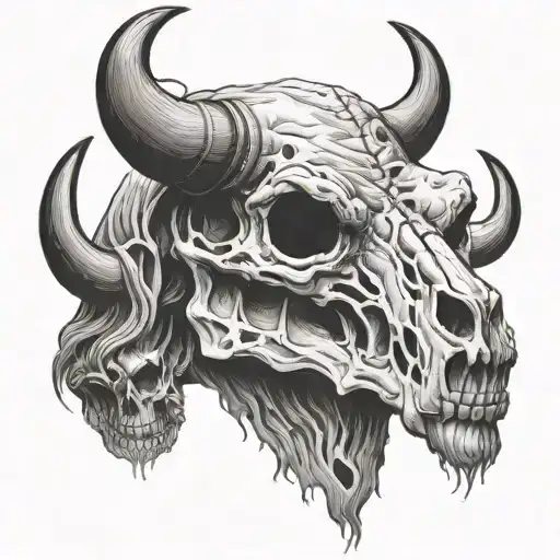 Buffalo Skull Face Realistic Black