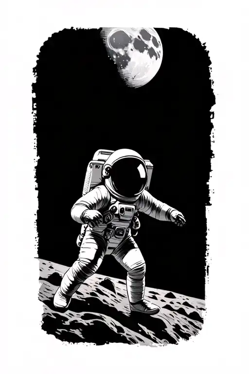 Astronaut Floating Away Moon In The Background