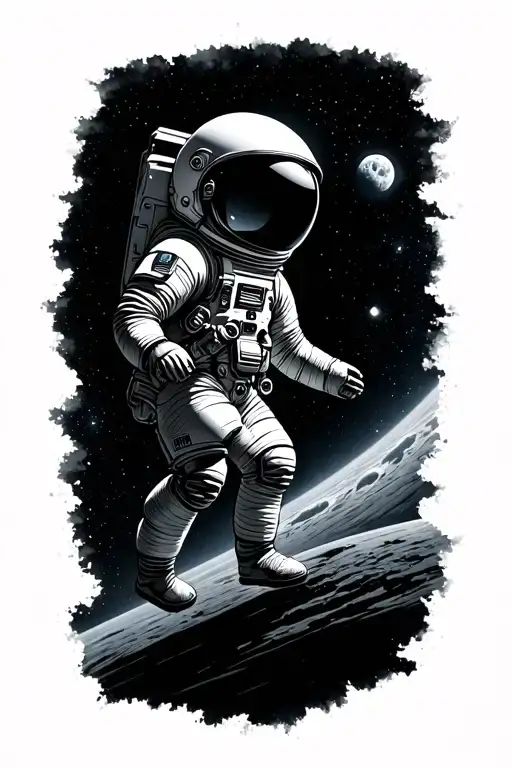 Astronaut Floating Away Moon In The Background With 032322 On Astronaut