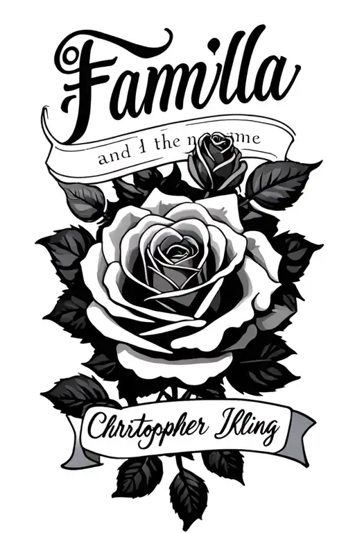 Roses And Words That Say Familia And The Names Christopher Illianna King