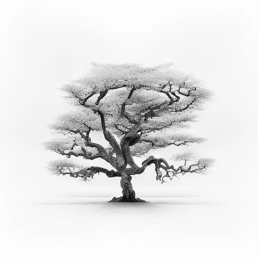 A Detailed Black And Grey Tree With Intricate Roots
