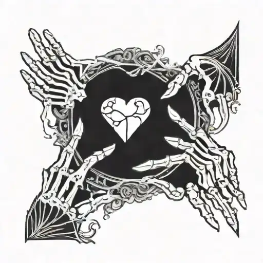 The Lovers Tarot Card Featuring Skeleton Hands Reaching