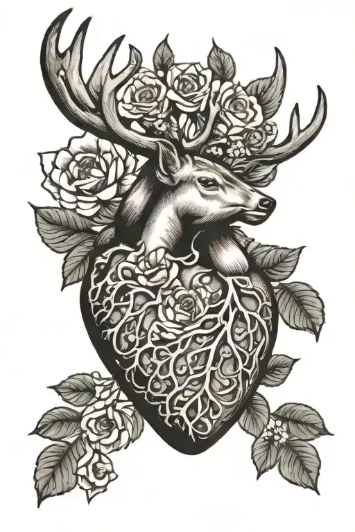 Anatomically Correct Deer Heart With Buckwheat