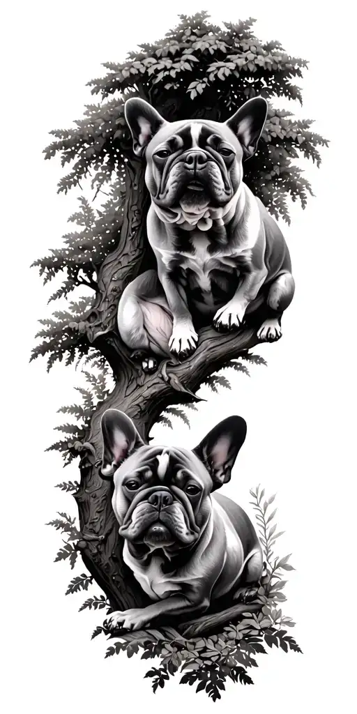 Willow Tree And French Bulldog Sleeping