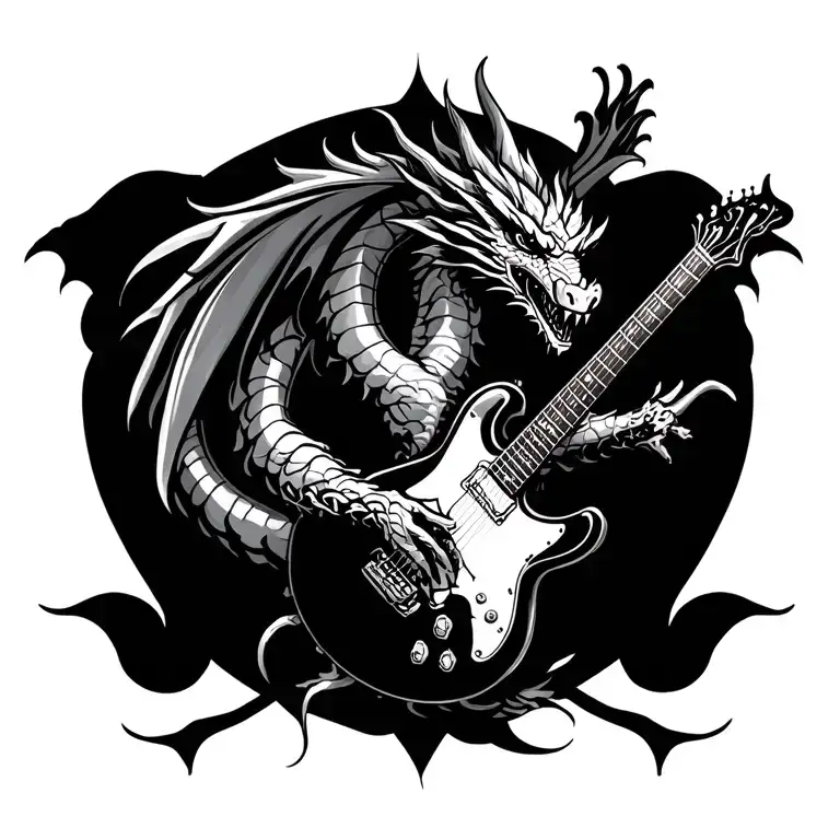Dragon And Guitar Surrounded