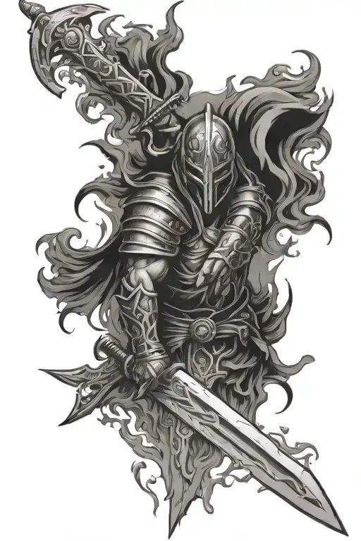 Warrior Flame Swords And Between