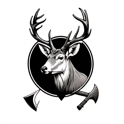 Nordic Deer And Axe