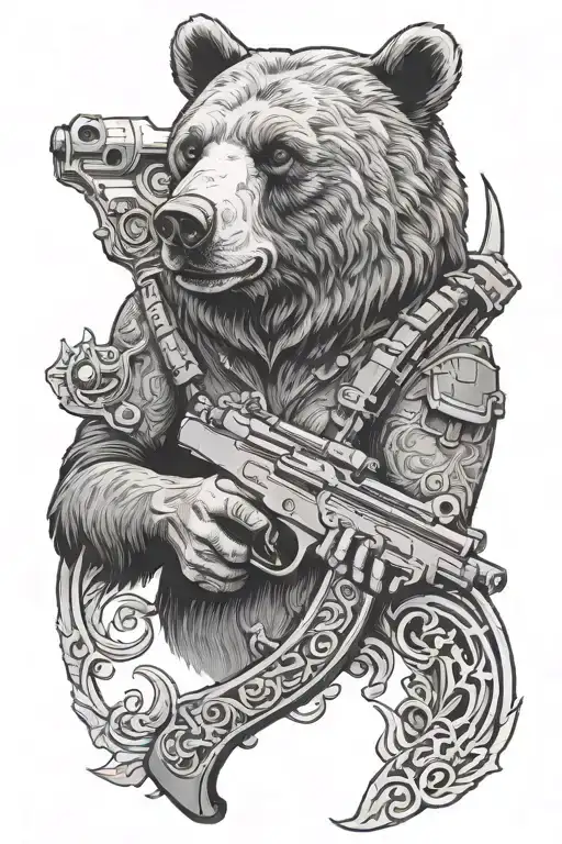 A Gunsmith Crafting A Gun With Intricate Bear And Crow Engravings