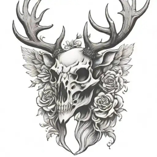 Stag Skull Crow