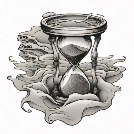 Broken Hour Glass With Sand Running Through A Hand