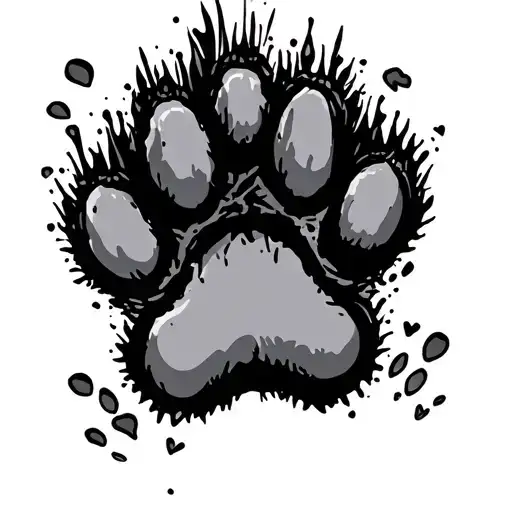 Dog Paw Print Out Of One Line