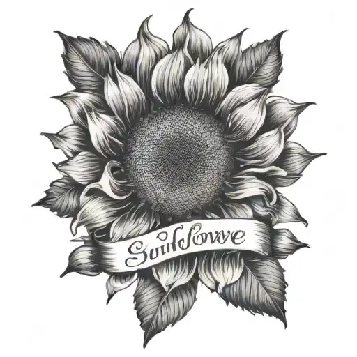 A Sunflower Wrapped Around A Cursive Name