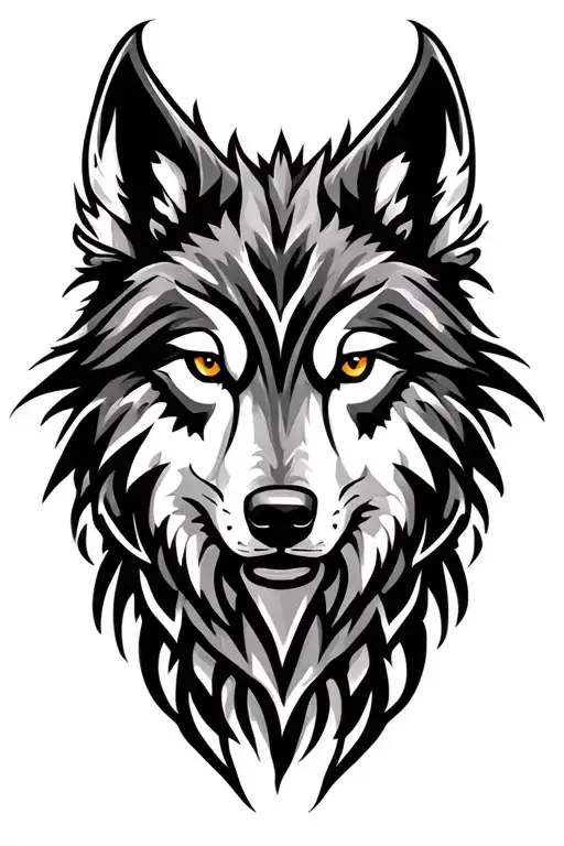 Tribal Wolf Head