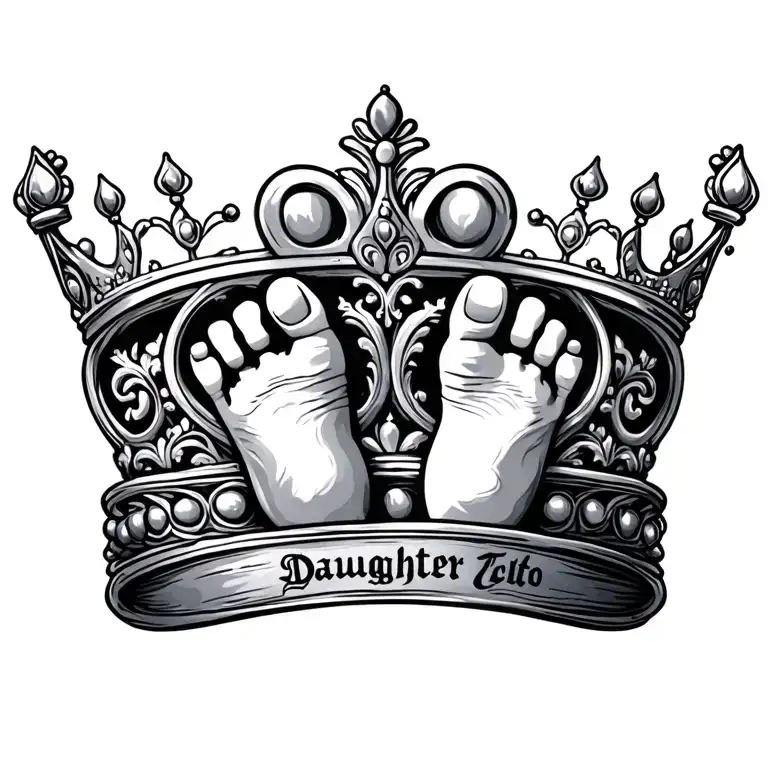 Newborn Daughter Princess Crown With Foot Prints