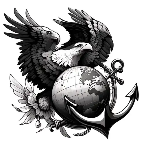 Hand And Fingers Eagle Globe And Anchor