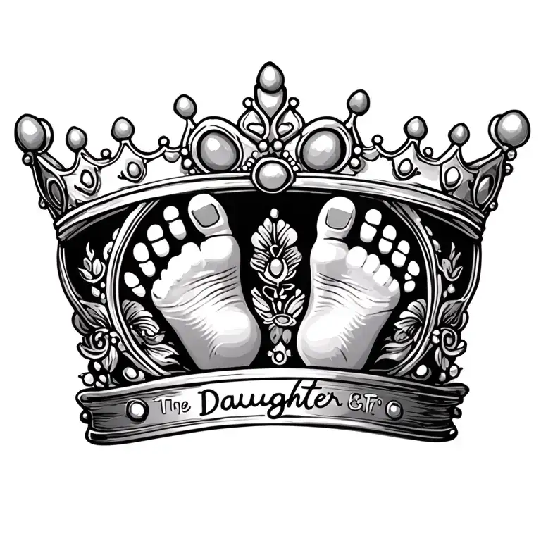 Newborn Daughter Princess Crown With Foot Prints