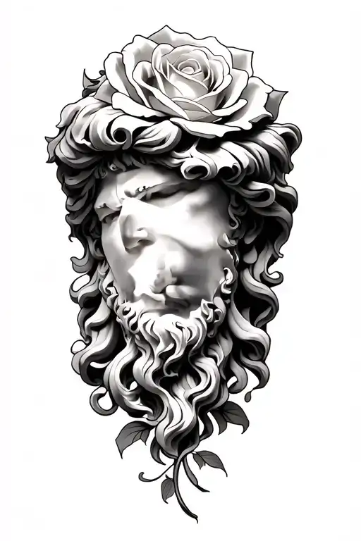 Zeus Face And Rose Intertwined