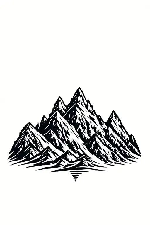 Winter Mountains With Polynesian Tribal Patterns