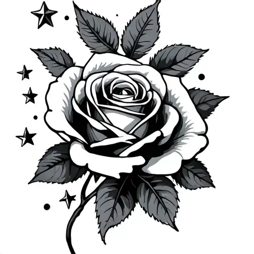 Lila And Rose Tattoo With Stars