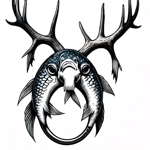 Antler And Fish Hook Finger Ring