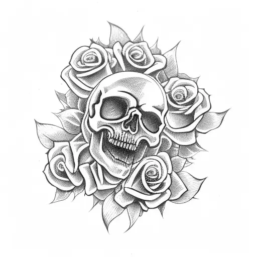 Skull Roses And Snake