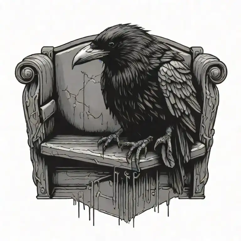 Cyberpunk Raven Setting On A Bench