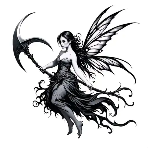 Fairy Holding Scythe Hovering