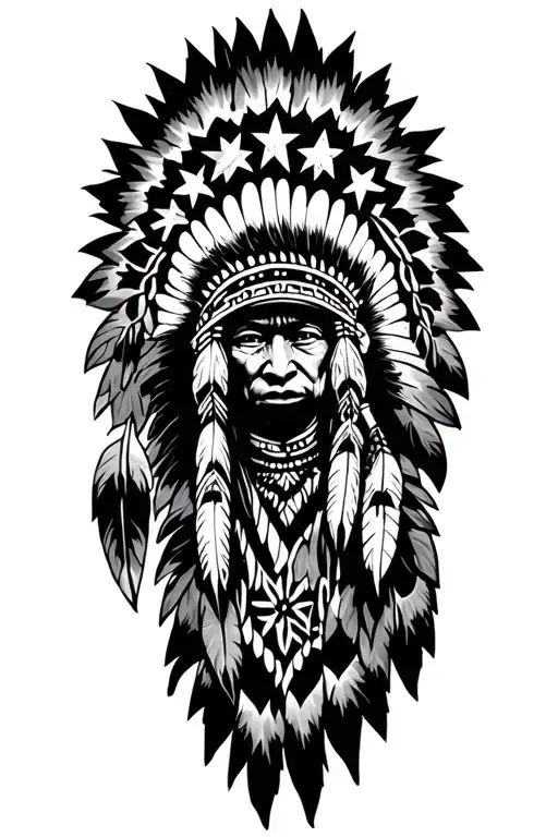 Stars And Native American Markings Surrounded