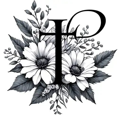 January Birth Flowers Over Cross And A Cursive L All In A Single Line