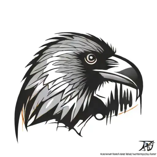 Cyberpunk Raven Wih Orange Eyes