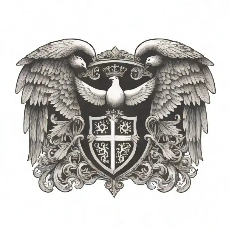Coat Of Arms With Pair Wing Of Dove And Cross