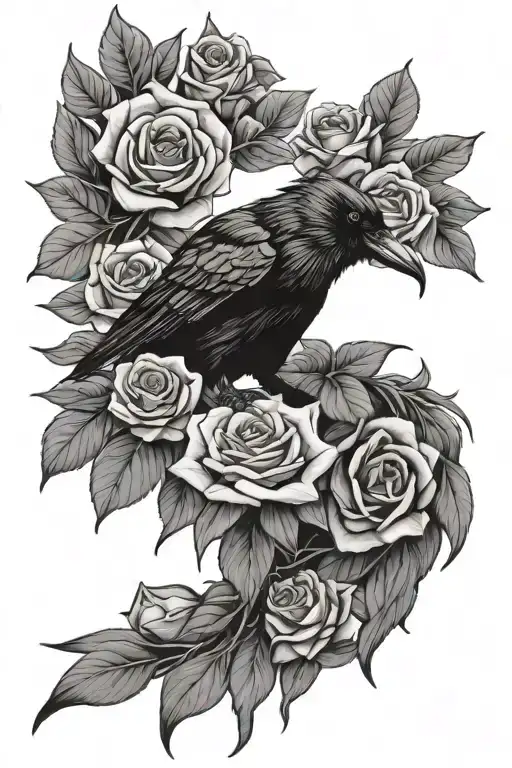 Crow And Roses Growing