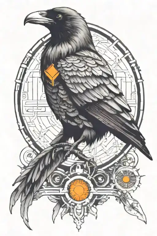 Cyberpunk Raven With Orange Eyes