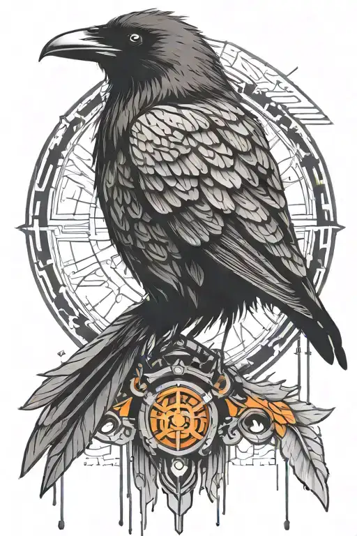 Cyberpunk Raven With Orange Eyes