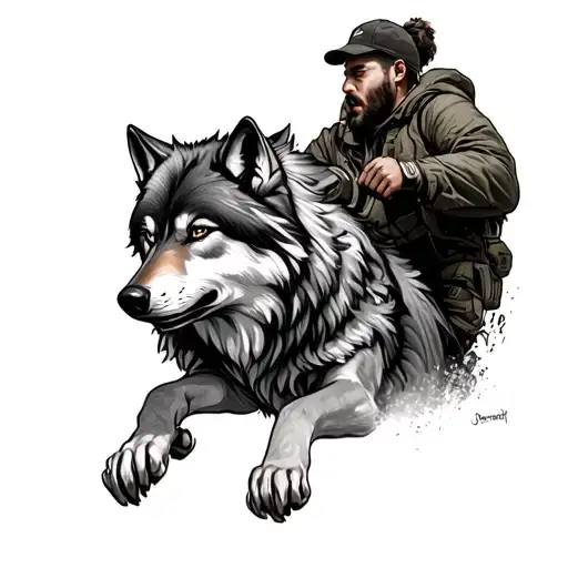 Man Being Tracked By Wolf