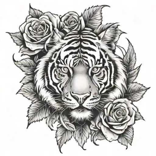 Tiger Tattoo With Money Rose Tattoo Showcasing
