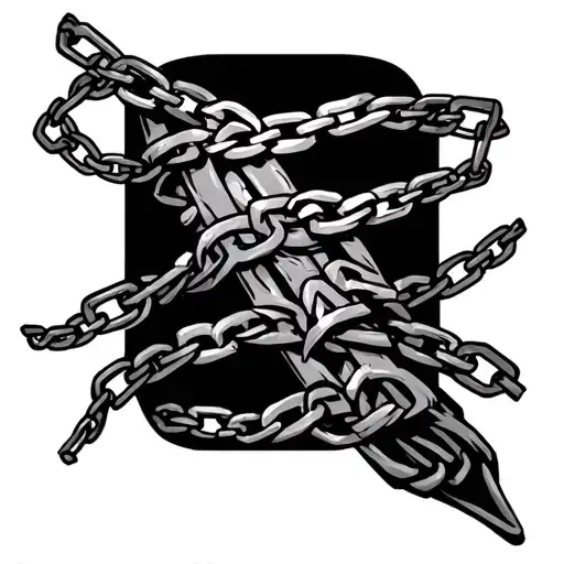 Chains Wrapping Arm Sleeve With Nordic Symbols And Tally Marks