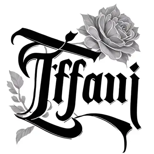 The Word Tiffani In Calligraphy Style With A Shaded Background