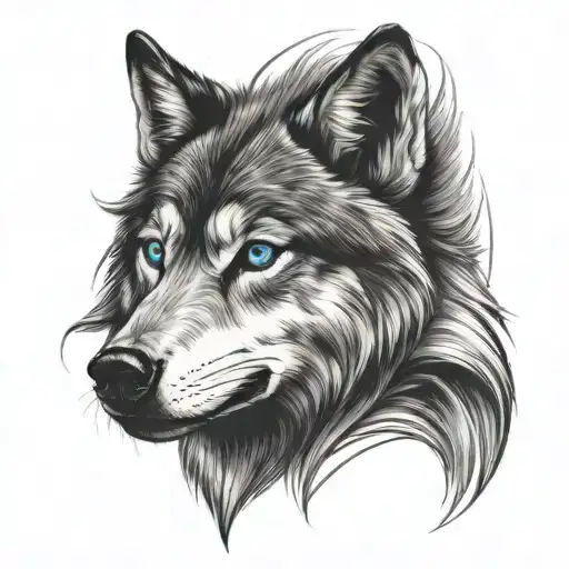 Wolf With Blue Eyes