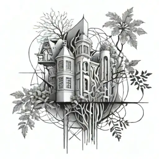An Abstract Representation Of The Connection Between Architecture And Plant Life