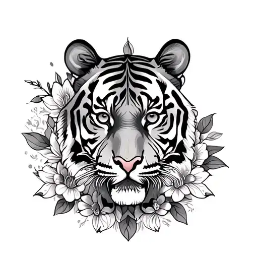 Floral Tiger With Mandala Design Incorporating
