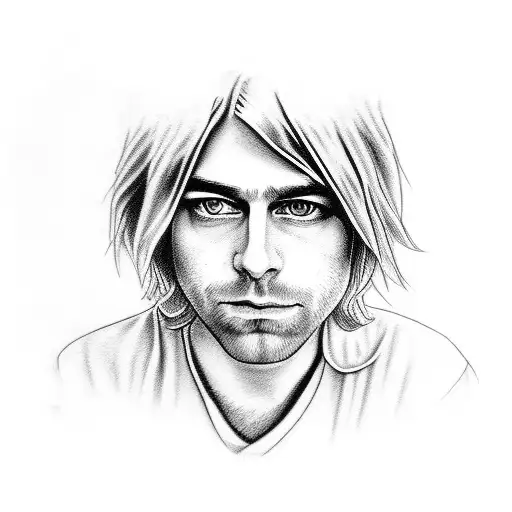 A Portrait Of Kurt Cobain With Lyrics From His Songs Incorporated