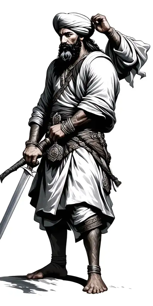 Sikh Warrior Wielding His Sword