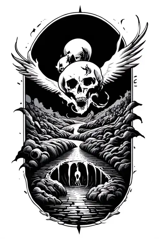 A Tattoo Depicting How The Road To Heaven Is Like Hell Yet The Road To Hell Is Like Heaven