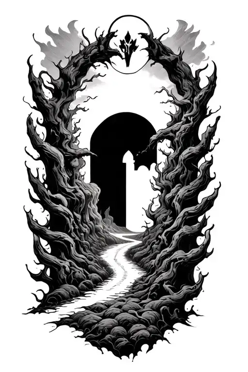 A Tattoo Depicting How The Road To Heaven Is Like Hell Yet The Road To Hell Is Like Heaven